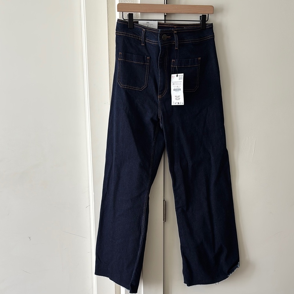 Dark Blue Wide-Leg Jeans